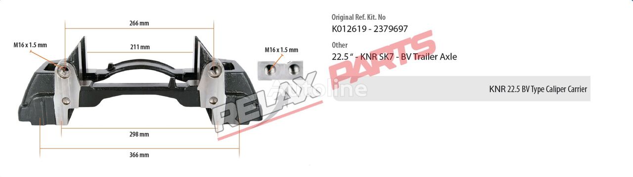 RelaxParts K012619 Bremssattel für Knorr-Bremse CARRIERS    22.5 BPW Type Caliper Carrier  Auflieger