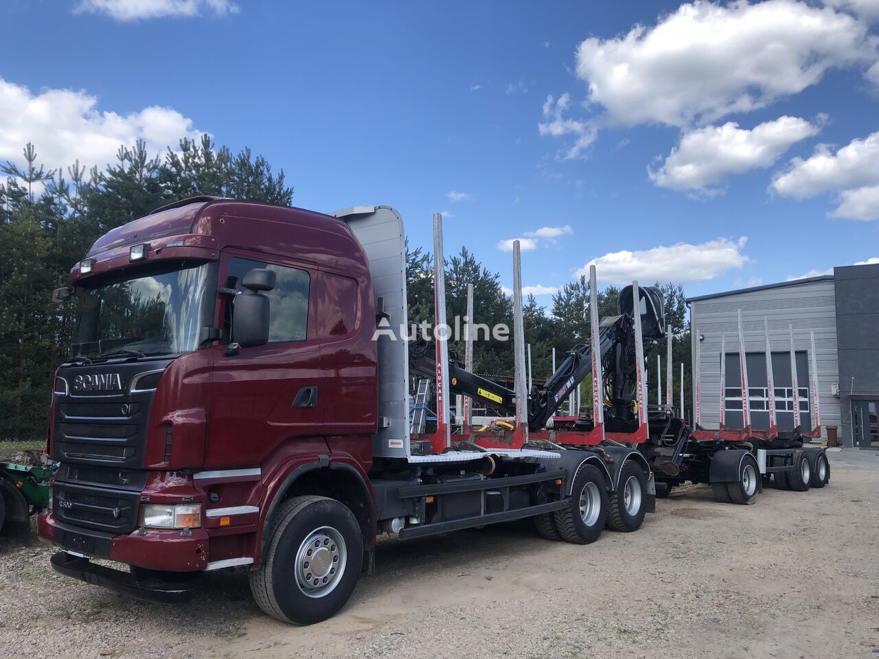 Scania R500 KM 6x4 z dźwigiem LOGLIFT do drewna resor manual nowe opony Holztransporter LKW + Holztransporter Anhänger